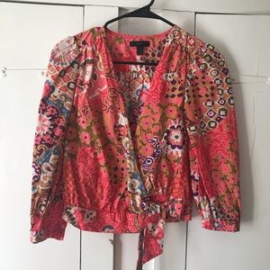 J.Crew Printed Wrap Blouse XXS